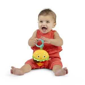 Inel de ros Bright Starts Say Cheeseburger, BPA-free, unisex, 3 luni - Img 9