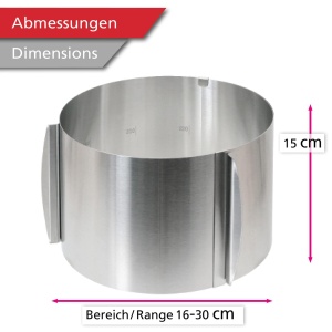 Inel de tort reglabil Wenco cu scara, inaltime de 15 cm, inel de tort reglabil cu diametru de 16-30 cm, cadru de copt rezistent la caldura rotund, accesorii de copt din otel inoxidabil - Img 4