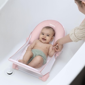 Ingenuity FoldAway Baby Badesitz 2 Pozitii Roz 0-6 Luni Compact Pliabil - Img 2