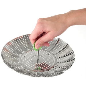 Insertie pentru abur Fackelmann O 24 cm, Insertie pentru abur, Cratita cu insertie pentru abur, Insertie pentru sita pentru gatire usoara, pentru legume sanatoase, gatite cu tandrete (culoare: argintiu/verde), Cantitate: 1 bucata - Img 2