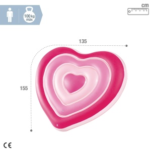 Intex 58727EU - Saltea gonflabila gonflabila inima, vinil, roz, 155x135x25 cm - Img 4
