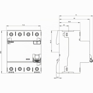 Intrerupator de curent Siemens FI-Schutzschalter 3PN 30mA 63A 400V - Img 4