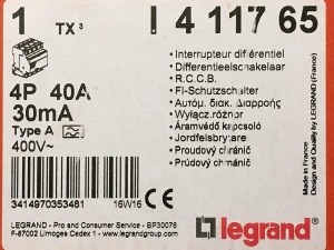 Intrerupator de protectie Legrand TX3, 4-polig, 40 A, 30 mA, 400 VAC - Img 2
