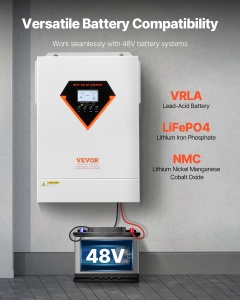 Invertor solar hibrid VEVOR EM6200-48L 6kW MPPT 120A 48V DC la 220230V AC - Img 5