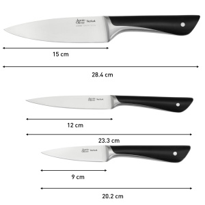 Jamie Oliver by Tefal K267S3 Set de cutite din 3 piese, cutit de bucatar, cutit utilitar, cutit de curatat, performanta ridicata de taiere, design inconfundabil, lame rezistente, otel inoxidabil, negru - Img 8