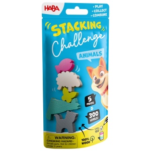 Joc de indemanare HABA Stacking Challenge Animals, 300 nivele, pentru copii peste 6 ani