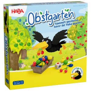 Joc de societate HABA Groser Obstgarten - pentru 3-6 ani, 40 fructe din lemn