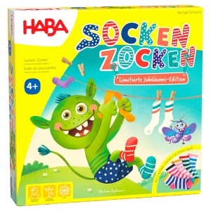 Joc de societate HABA Socken Zocken Jubilaums-Edition cu sosete textile, 2-5 jucatori, pentru copii de la 4 ani