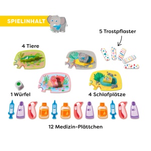 Joc de societate HABA Verificarea animalelor Set cu 4 animale si 12 placute medicale - Img 6