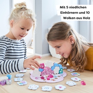 Joc de Stivuire HABA Einhorn Glitzergluck, 5 figurine unicorni, 10 nori, 4 ani - Img 2