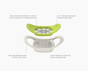 Joseph Joseph Nest Press 2-in-1 Taietor si Decojitor Mere si Cartofi Lame Inox Compact - Img 5
