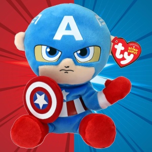 Jucarie de Plus Captain America Ty, 15cm, Licentiat, Moale si Cuddly - Img 2
