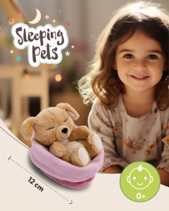 Jucarie de plus NICI Caine 12cm, bej, cu cosulet roz - Img 2