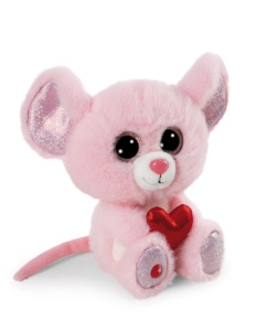 Jucarie de plus NICI GLUBSCHIS Maus Pinky Luv 15cm roz cu ochi stralucitori si inima rosie
