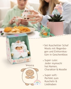 Jucarie de Plus NICI Set Kuscheltier Schaf Wools 8cm cu Costum de Unicorn, Alb - Img 3