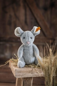 Jucarie de plus Steiff Cheesy Maus 19cm, gri deschis, prieten de neuitat - Img 3