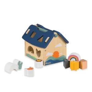 Jucarie educativa hauck Sort N Build Activity Cub din lemn cu forme geometrice si design sustenabil