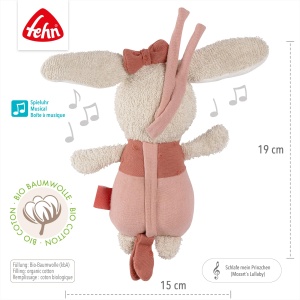 Jucarie muzicala Fehn Mini-Spieluhr Hase fehnNATUR 19 cm melodia Mozarts Wiegenlied bumbac organic - Img 2