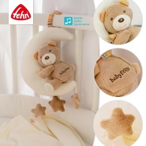 Jucarie muzicala Fehn Teddy in Luna 20 cm melodie Brahms Wiegenlied lavabila - Img 5