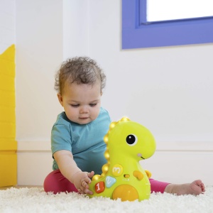 Jucarie pentru bebelusi Bright Starts Go, Go Dino, Multicolor, cu muzica si lumini - Img 6