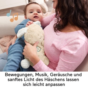Jucarie pentru bebelusi Fisher-Price Soothe Settle Bunny, cu sunete si lumina, moale - Img 5