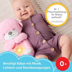 Jucarie Plus Fisher-Price Schlummer-Otter, Portabila, Roz, cu Muzica si Lumini - Img 2