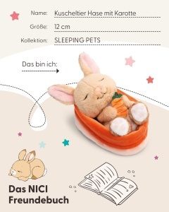 Jucarie plus NICI Iepuras cu Morcov 12cm maro din materiale reciclate model 61584 - Img 5