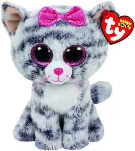 Jucarie Plush Kiki Carletto Ty 37075, 24cm, Cu Ochi Stralucitori, Gri