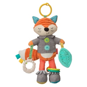 Jucarie senzoriala Infantino Go Gaga Playtime Pal Fox cu inel gingival si zornaitoare pentru bebelusi
