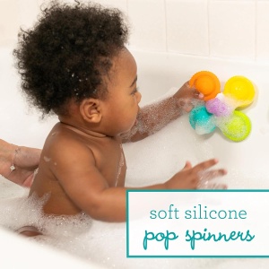 Jucarii de baie Infantino Pop-Spinner din silicon, 3 bucati, multicolore - Img 3