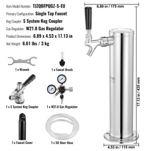 Kegerator VEVOR TJZQBFPQGZ-S-EU Turn de Bere din Otel Inoxidabil Sistem S-Cuplaj Regulator W218 - Img 7