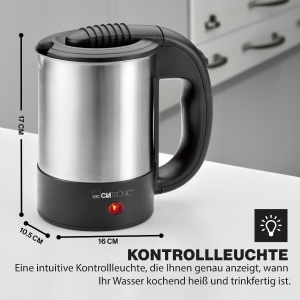 Kettle electric Clatronic WKR 3624, 0.5L, 1000W, inox, cu 2 cani - Img 5