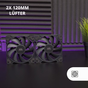 Kit racire cu 2 ventilatoare Mars Gaming MF-PWMX2, 120mm, silentios, negru - Img 2