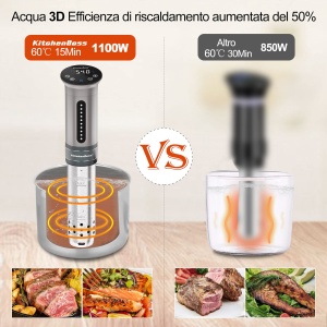 KitchenBoss Sous Vide G310 Argintiu IPX7 Rezistent la Apa Control Precizie 40-90degC - Img 5