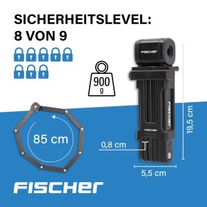 Lacat pliabil FISCHER PROTEC FK85, 85cm, otel special, 2 chei - Img 3