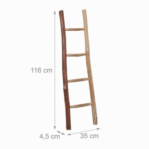 Lada decorativa din lemn Relaxdays, 116 cm, 4 trepte, culoare castan - Img 4