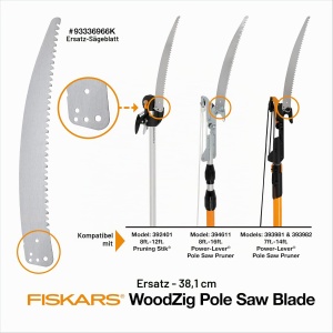 Lama de inlocuire Fiskars 93336966K 38,1 cm, design Woodzig, pentru unelte de gradinarit - Img 4
