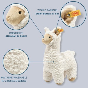 Lama de plus Steiff Soft Cuddly Friends Leandro, 29 cm, culoare crema - Img 2