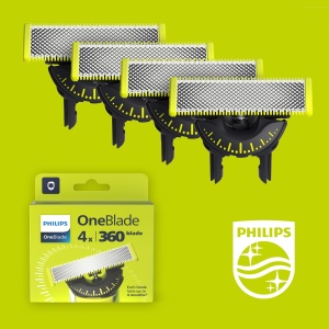 Lame Philips OneBlade 360 - 4x 360 lame de schimb, tundere si barbierit pe fata si corp, QP440/50 - Img 2