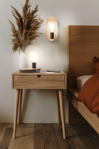 Lampa de masa LEDVANCE DECOR Wood, E27, USB, negru, lemn FSC, IP20 - Img 2
