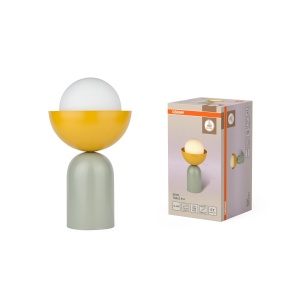 Lampa de masa OSRAM Decor Bowl E14 200mm VerdeGalben, Metal si Sticla