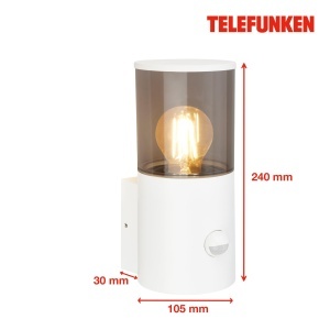 Lampa de Perete Exterioara TELEFUNKEN cu Senzor de Miscare, Alb, 240x135x105mm - Img 6