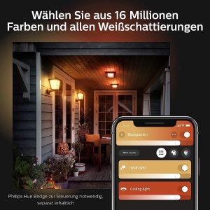 Lampa de perete Philips Hue Econic pentru exterior, neagra, 1040lm, 16 milioane culori - Img 4