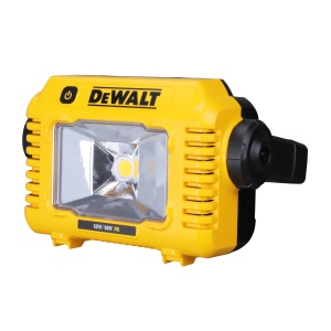 Lampa de santier cu acumulator LED Dewalt DCL077 (intensitate luminoasa foarte mare de pana la 2.000 de lumeni, maner robust cu mai multe pozitii, IP54, cu suport pentru trepied de 1/4" si 5/8", livrat fara baterie si incarcator)