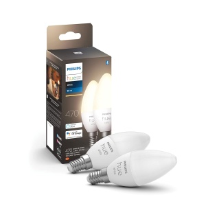 Lampa LED E14 Philips Hue, 2 buc, 470 lm, dimabila, lumina calda