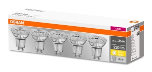 Lampa LED Osram PAR16 GU10, 35W Echivalent, Lumina Calda, 5 Bucati - Img 4