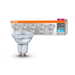 Lampa LED Osram PAR16, GU10, 60W echivalent, lumina rece, 5 bucati