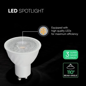 Lampa LED V-TAC GU10, 6W, 445 Lumen, Lumina Neutra 4000K, 3 Buc - Img 11