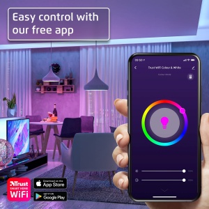 Lampa LED WiFi Trust Smart Home, B22, alba si colorata - Img 3
