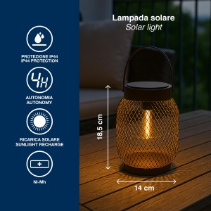 Lampa solara decorativa BEPER P207ILO302, LED, autonomie 4 ore, IP44 - Img 3